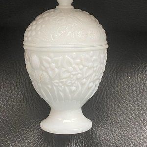 Milk glass candy dish